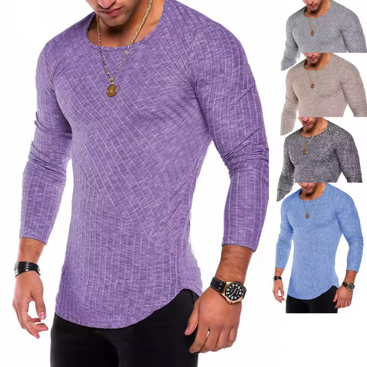 Aurenval - Pull Fin Homme Tricoté à Ourlet Incurvé - Élégance Sportive Quotidienne